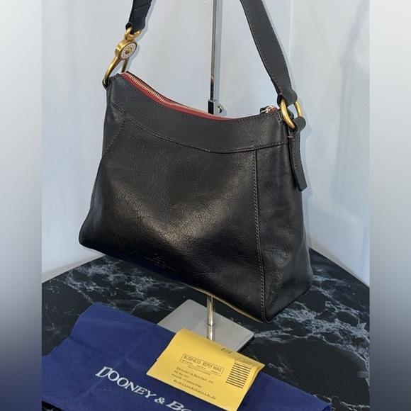 DOONEY & BOURKE Handbag Florentine Laurel Hobo Black Italian Leather AUTHENTIC - Picture 7 of 11